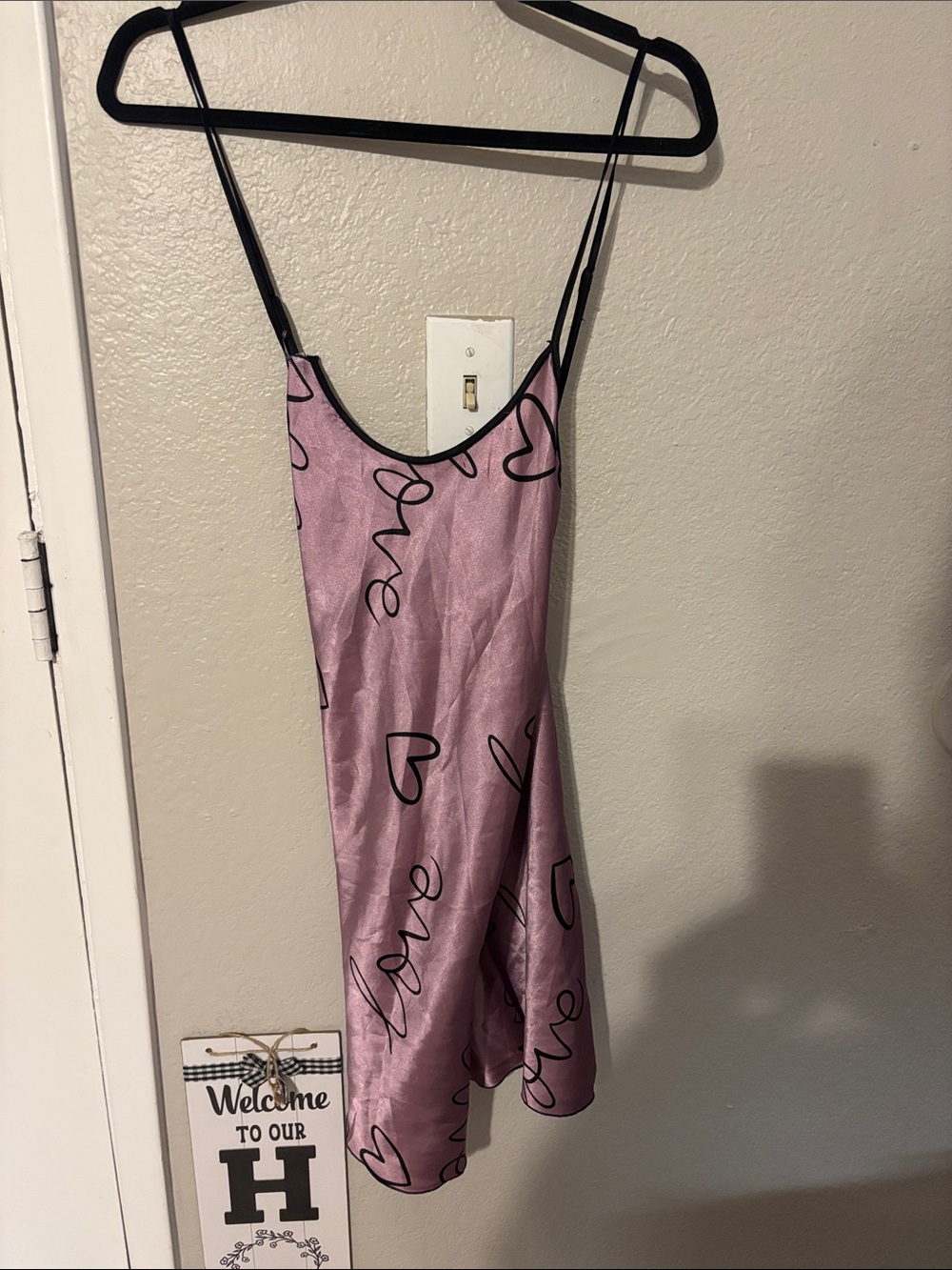 Pink night gown with Heart and Love Print